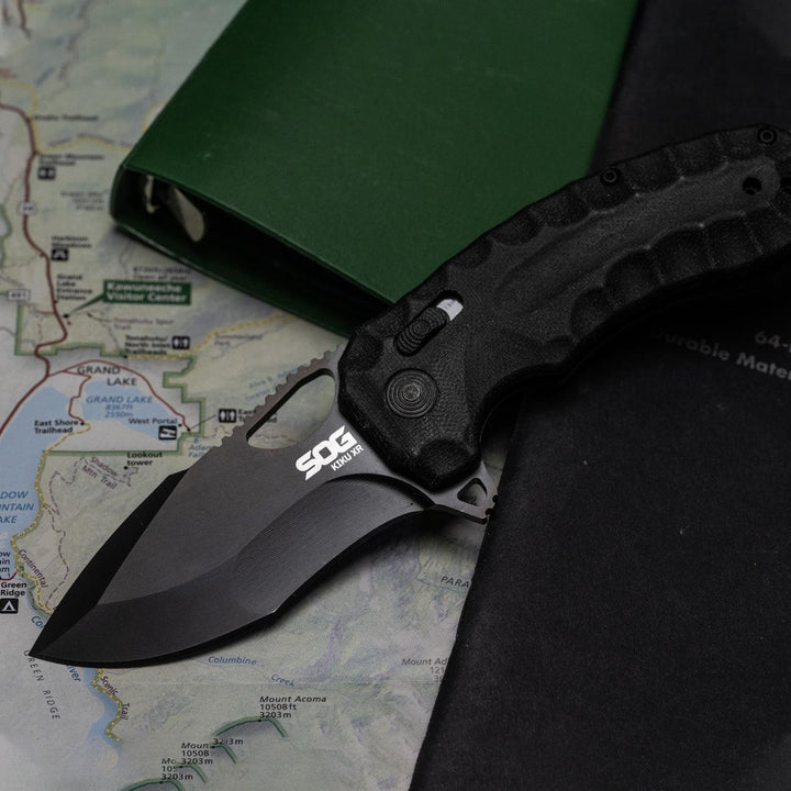 SOG Kiku XR Lock Black Linen Micarta BlackOut CTS-XHP - Knives.mx