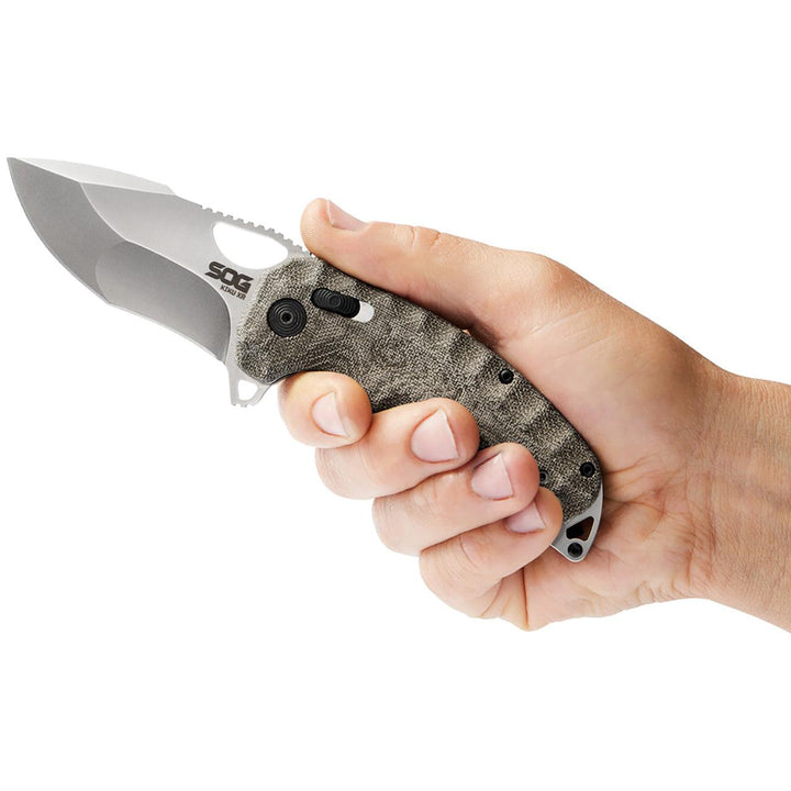 SOG Kiku XR Lock Natural Linen Micarta Satin CTS-XHP - Knives.mx