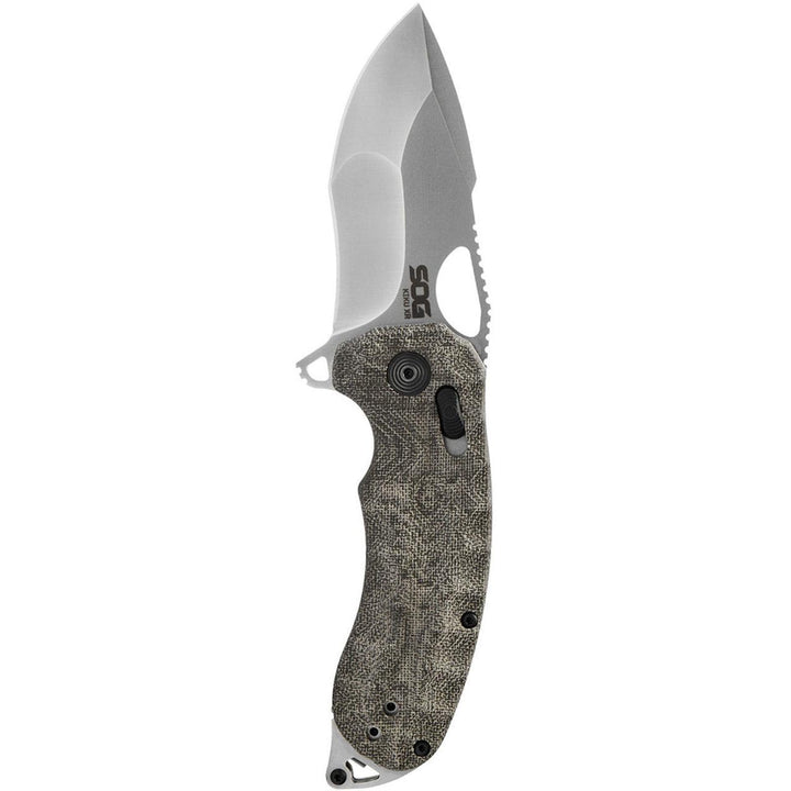 SOG Kiku XR Lock Natural Linen Micarta Satin CTS-XHP - Knives.mx