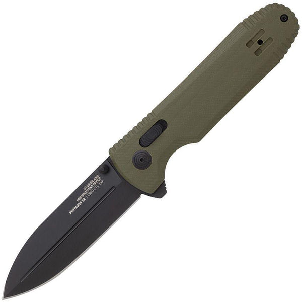 SOG Pentagon XR Lock OD Green G10 Black Titanium Nitride Spear Point CRYO CTS XHP - Knives.mx