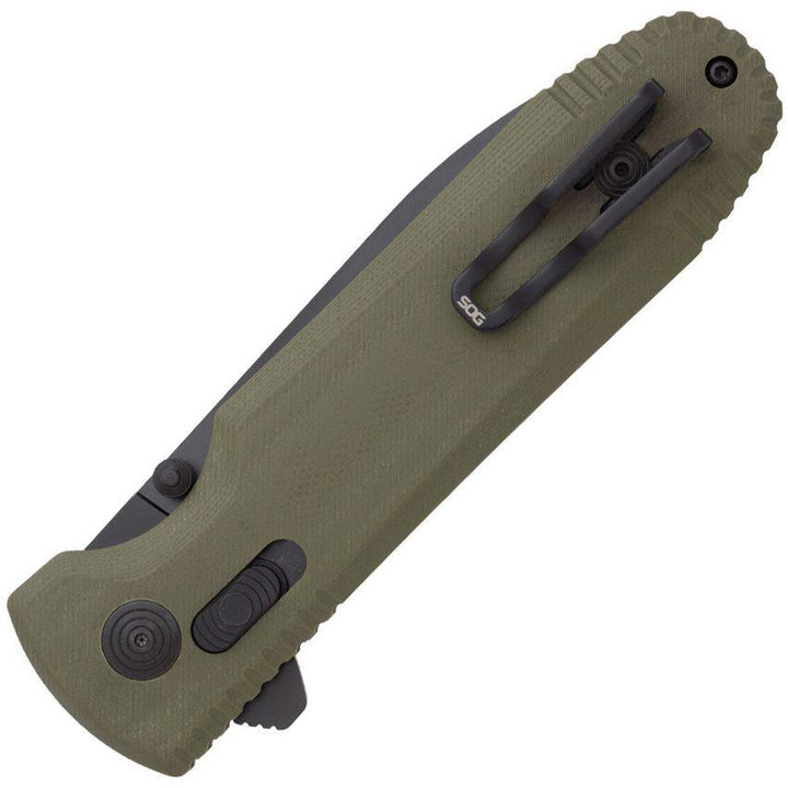 SOG Pentagon XR Lock OD Green G10 Black Titanium Nitride Spear Point CRYO CTS XHP - Knives.mx
