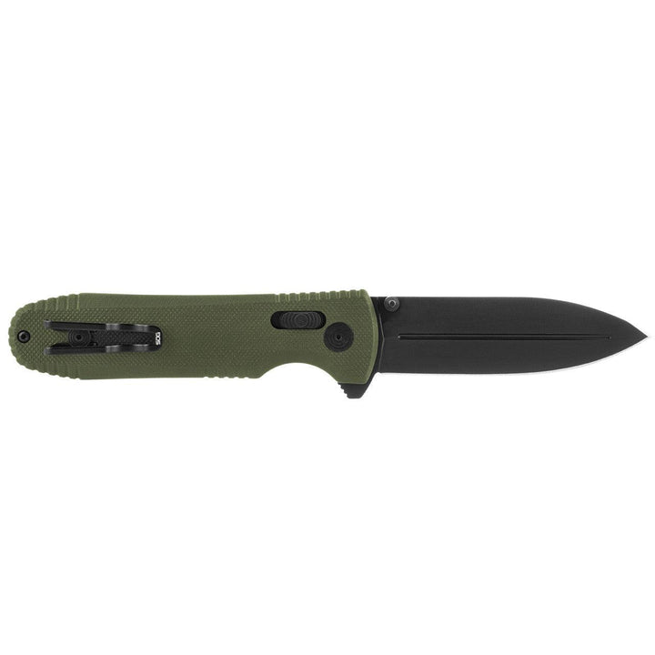 SOG Pentagon XR Lock OD Green G10 Black Titanium Nitride Spear Point CRYO CTS XHP - Knives.mx