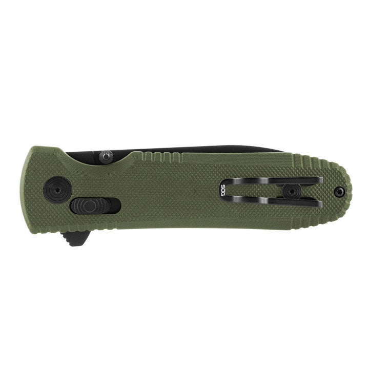 SOG Pentagon XR Lock OD Green G10 Black Titanium Nitride Spear Point CRYO CTS XHP - Knives.mx