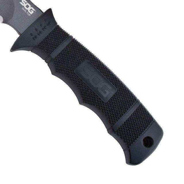 SOG Seal Pup Black GRN Gray Powder Coated Serrated Clip Point AUS-8 (Kydex Sheath) - Knives.mx