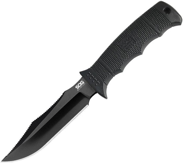 SOG Seal Pup Elite Spine Rasp Black GRN TiNi Coated Plain AUS-8 (Kydex Sheath) - Knives.mx