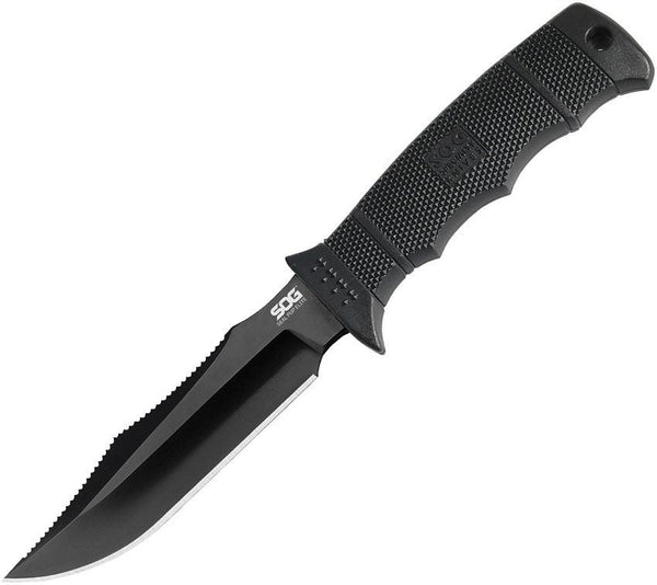 SOG Seal Pup Elite Spine Rasp Black GRN TiNi Coated Plain AUS-8 (Nylon Sheath) - Knives.mx