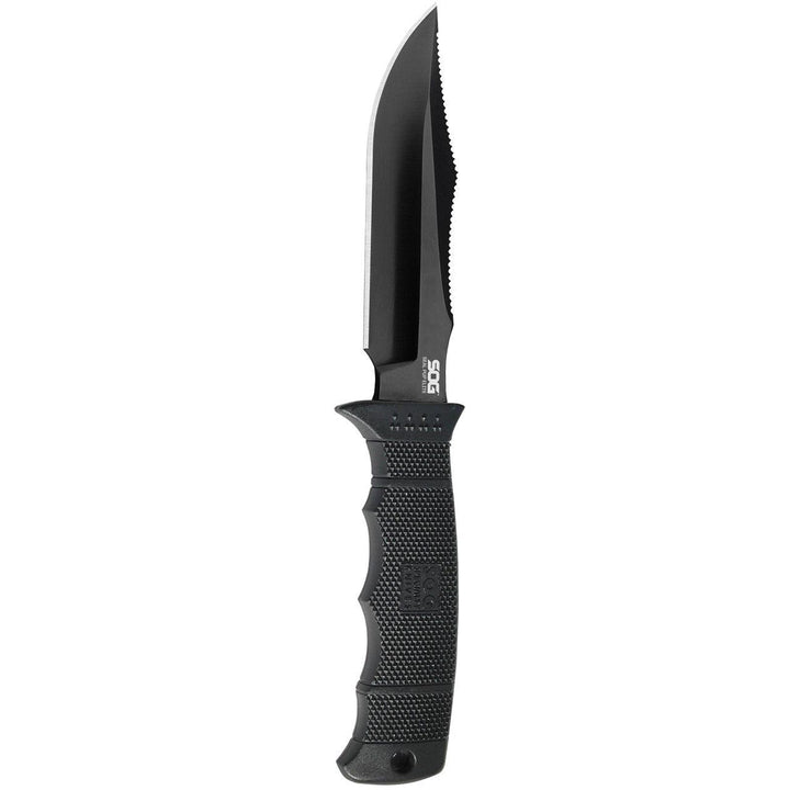 SOG Seal Pup Elite Spine Rasp Black GRN TiNi Coated Plain AUS-8 (Nylon Sheath) - Knives.mx