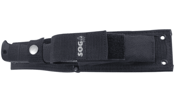 SOG Seal Pup Elite Spine Rasp Black GRN TiNi Coated Serrated AUS-8 (Nylon Sheath) - Knives.mx