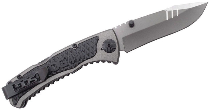 SOG Sideswipe Gray Aluminum w Black GRN - Knives.mx