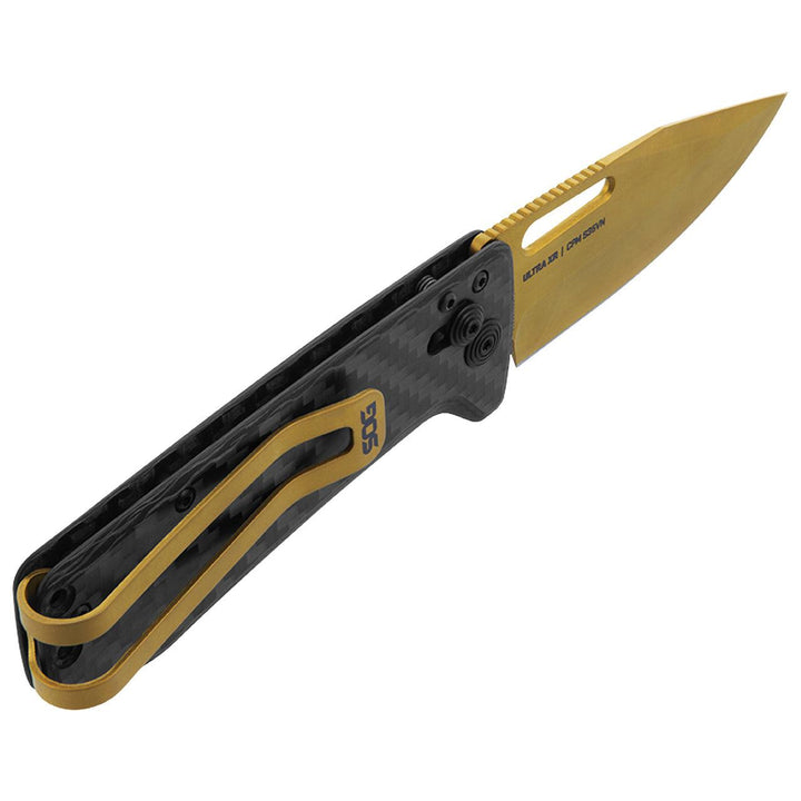 SOG Ultra XR Lock CF Carbon & Gold CRYO CPM S35VN - Knives.mx