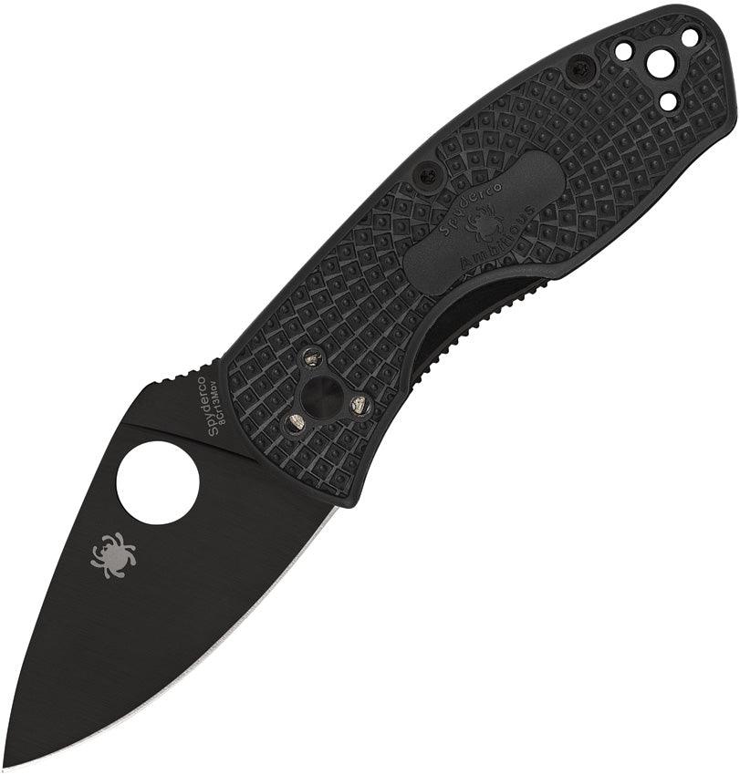 Spyderco Ambitious Lightweight Linerlock Black FRN Oxide Coated PlainEdge 8Cr13MoV - Knives.mx