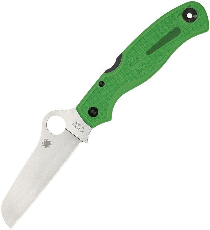 Spyderco Atlantic Salt Lockback Green FRN Satin Plain Sheepsfoot LC200N - Knives.mx