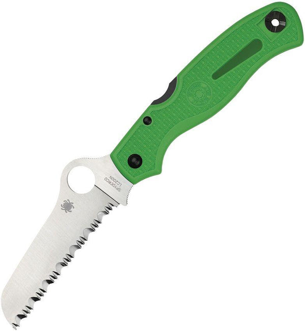 Spyderco Atlantic Salt Lockback Green FRN Satin Serrated Sheepsfoot LC200N - Knives.mx