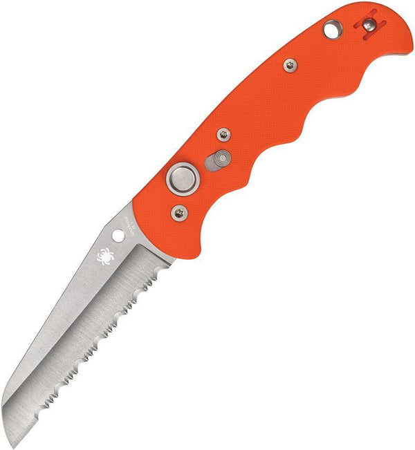 Spyderco Auto Autonomy Button Lock Orange G10 Satin Serrated H1 - Knives.mx