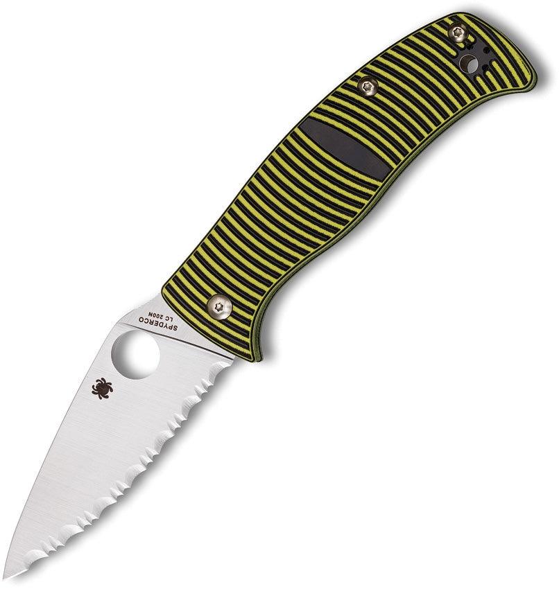 Spyderco Caribbean Compression Lock Black & Yellow Grooved G10 Satin SpyderEdge LC200N - Knives.mx