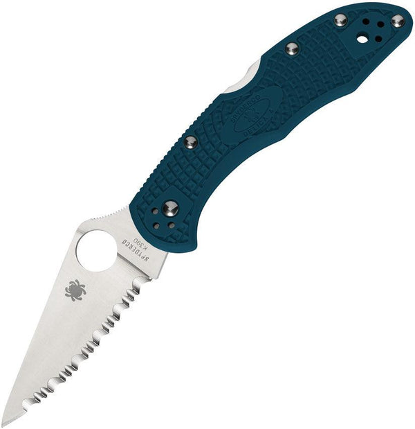 Spyderco Delica 4 Lockback Blue FRN Satin Serrated K390 - Knives.mx