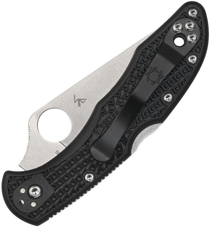 Spyderco Delica 4 Lockback Blue Line Black FRN Satin Partially Serrated VG-10 - Knives.mx