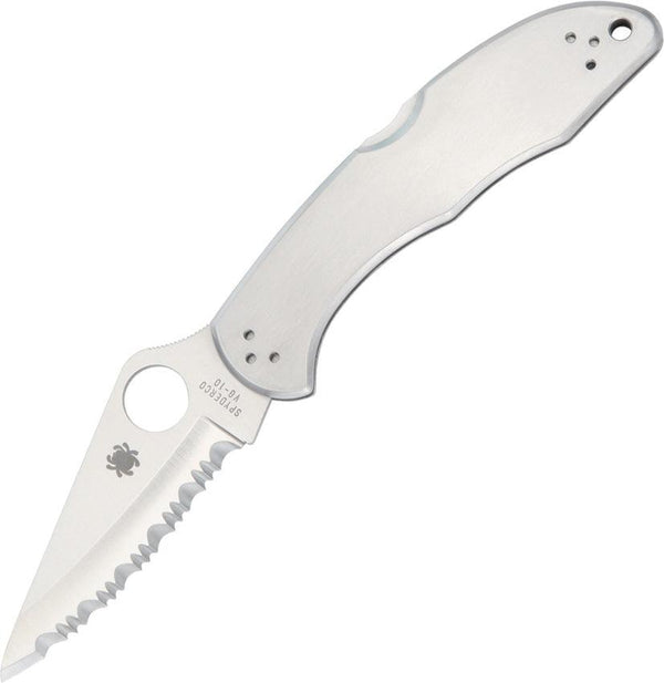 Spyderco Delica 4 Lockback Brushed Stainless Handle Satin SpyderEdge VG-10 - Knives.mx