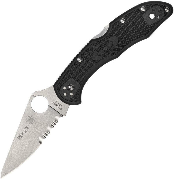 Spyderco Delica 4 Lockback Red Line Black FRN Satin Partially Serrated VG-10 - Knives.mx