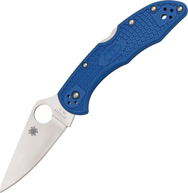 Spyderco Delica Lockback Blue Textured FRN Satin PlainEdge VG-10 - Knives.mx