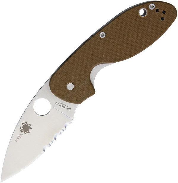 Spyderco Efficient Linerlock Brown G10 Serrated 8Cr13MoV - Knives.mx