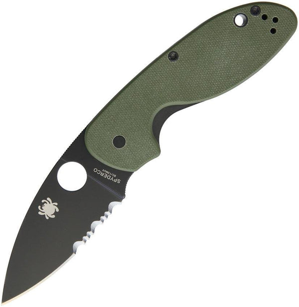 Spyderco Efficient Linerlock OD Green Serrated Coated 8Cr13MoV - Knives.mx