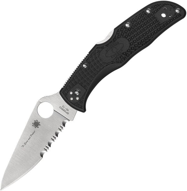 Spyderco Endela Lockback Blue Line Satin Serrated VG-10 - Knives.mx