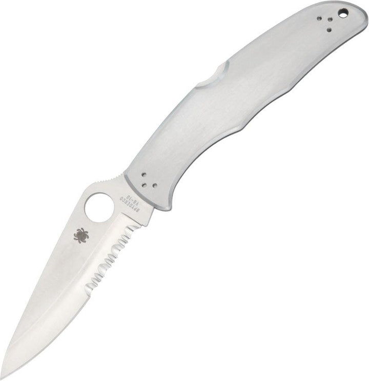 Spyderco Endura 4 Lockback Brushed Stainless Handle Satin CombinationEdge VG-10 - Knives.mx