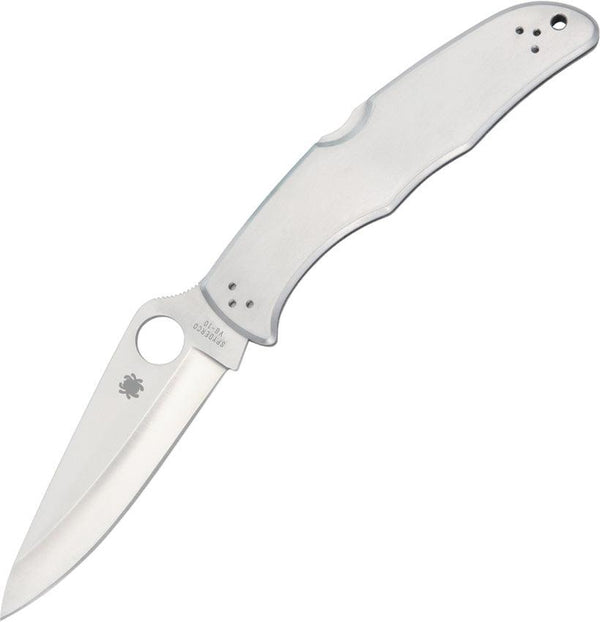 Spyderco Endura 4 Lockback Brushed Stainless Handle Satin PlainEdge VG-10 - Knives.mx