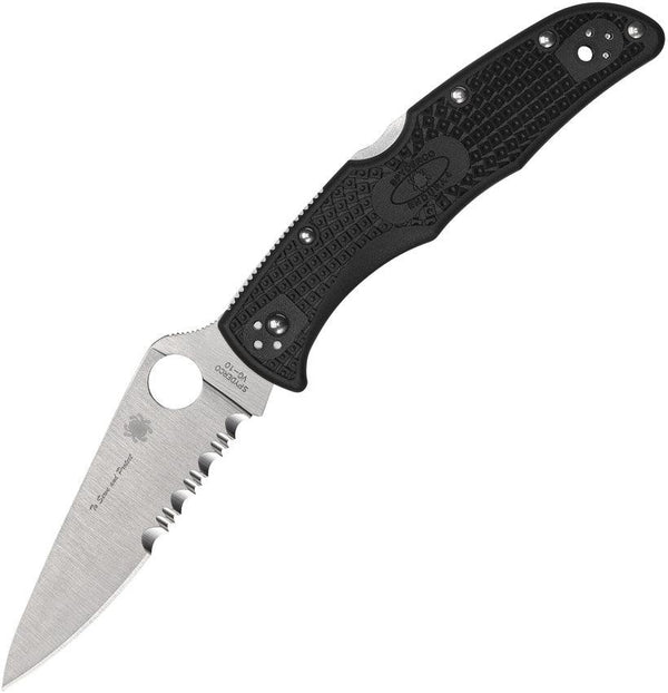 Spyderco Endura 4 Lockback Thin Blue Line Black FRN Serrated VG-10 - Knives.mx