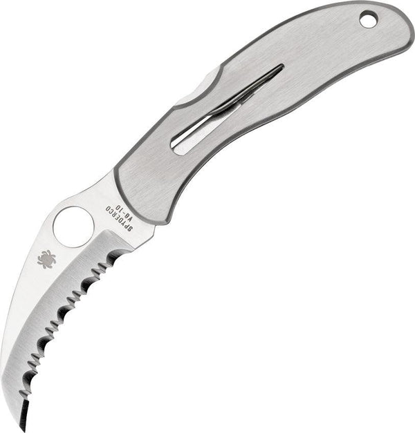 Spyderco Harpy Lockback 2Cr13 Stainless Handle Satin SpyderEdge Hawkbill VG-10 - Knives.mx