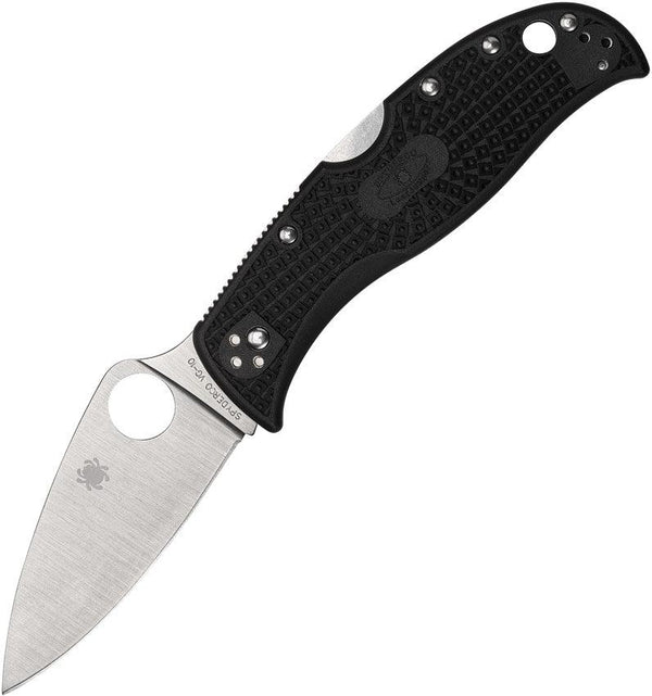 Spyderco Leafjumper Lockback Black Texture FRN Satin PlainEdge VG-10 - Knives.mx