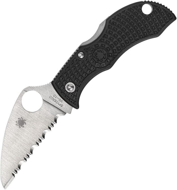 Spyderco Manbug Lockback Black FRN Satin Serrated VG-10 - Knives.mx