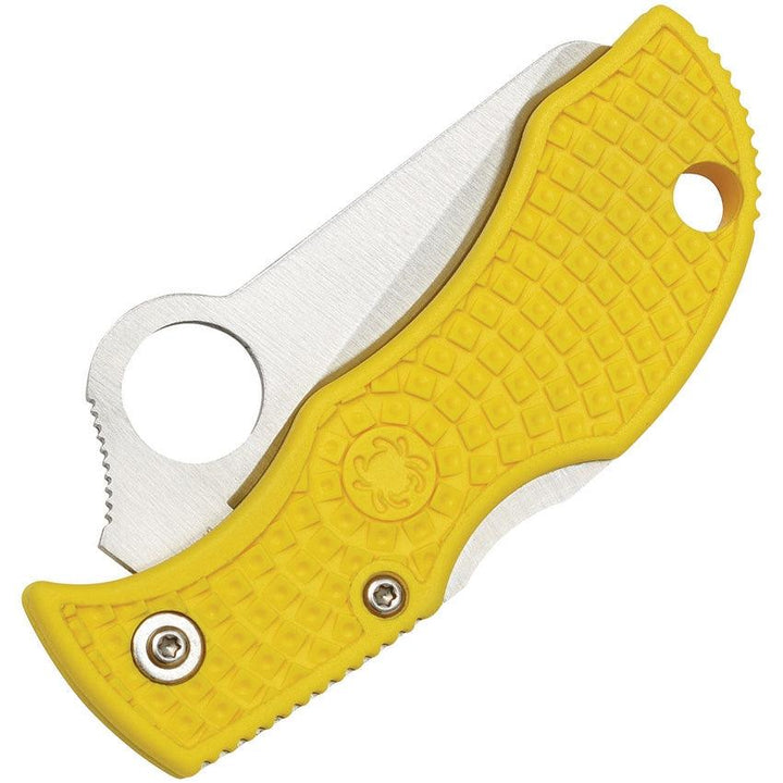 Spyderco Manbug Lockback Salt Yellow FRN Satin Full Serrated H1 - Knives.mx