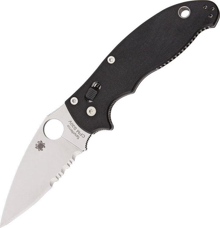 Spyderco Manix 2 Ball Bearing Lock Black G10 Serrated CPM S30V - Knives.mx