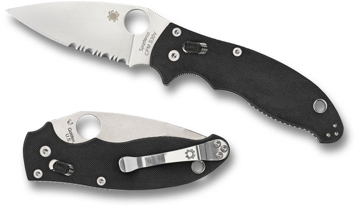Spyderco Manix 2 Ball Bearing Lock Black G10 Serrated CPM S30V - Knives.mx