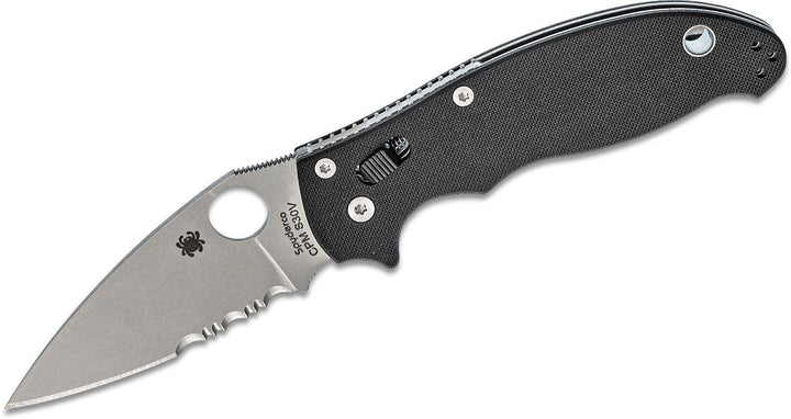 Spyderco Manix 2 Ball Bearing Lock Black G10 Serrated CPM S30V - Knives.mx