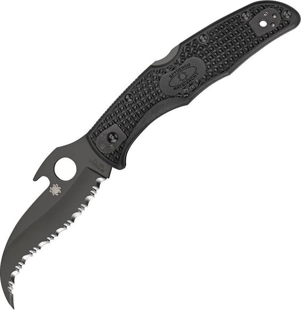 Spyderco Matriarch 2 Lockback FRN Wave Black Full Serrated VG-10 - Knives.mx
