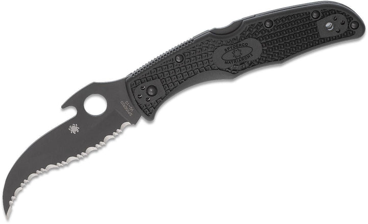 Spyderco Matriarch 2 Lockback FRN Wave Black Full Serrated VG-10 - Knives.mx