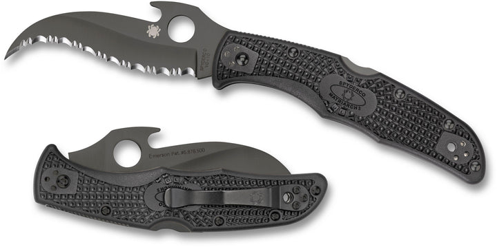 Spyderco Matriarch 2 Lockback FRN Wave Black Full Serrated VG-10 - Knives.mx