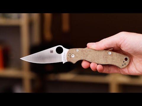 Spyderco Para Military 2 Compression Lock Brown Canvas Micarta Satin PlainEdge CPM Cru-Wear® - Knives.mx