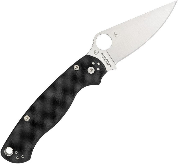 Spyderco Para Military 2 Left Handed Compression Lock Black G10 Satin PlainEdge CPM S45VN (Zurdos) - Knives.mx