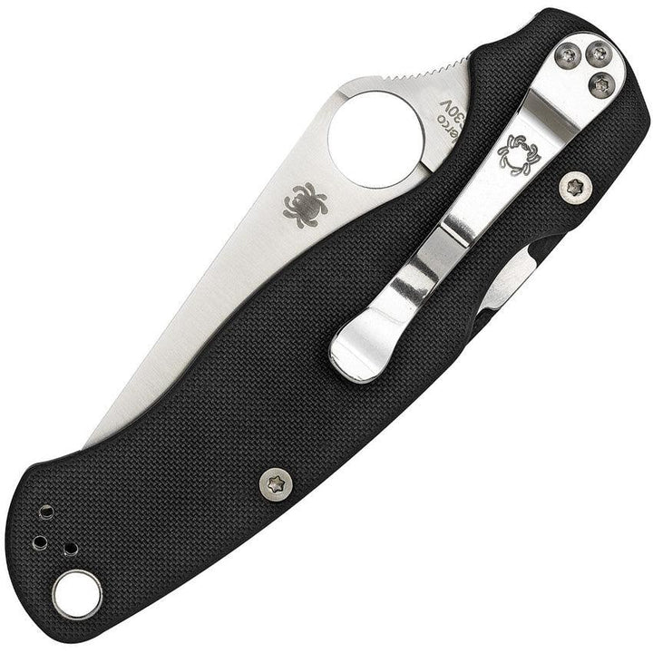 Spyderco Para Military 2 Left Handed Compression Lock Black G10 Satin PlainEdge CPM S45VN (Zurdos) - Knives.mx