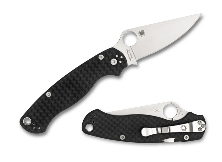 Spyderco Para Military 2 Left Handed Compression Lock Black G10 Satin PlainEdge CPM S45VN (Zurdos) - Knives.mx