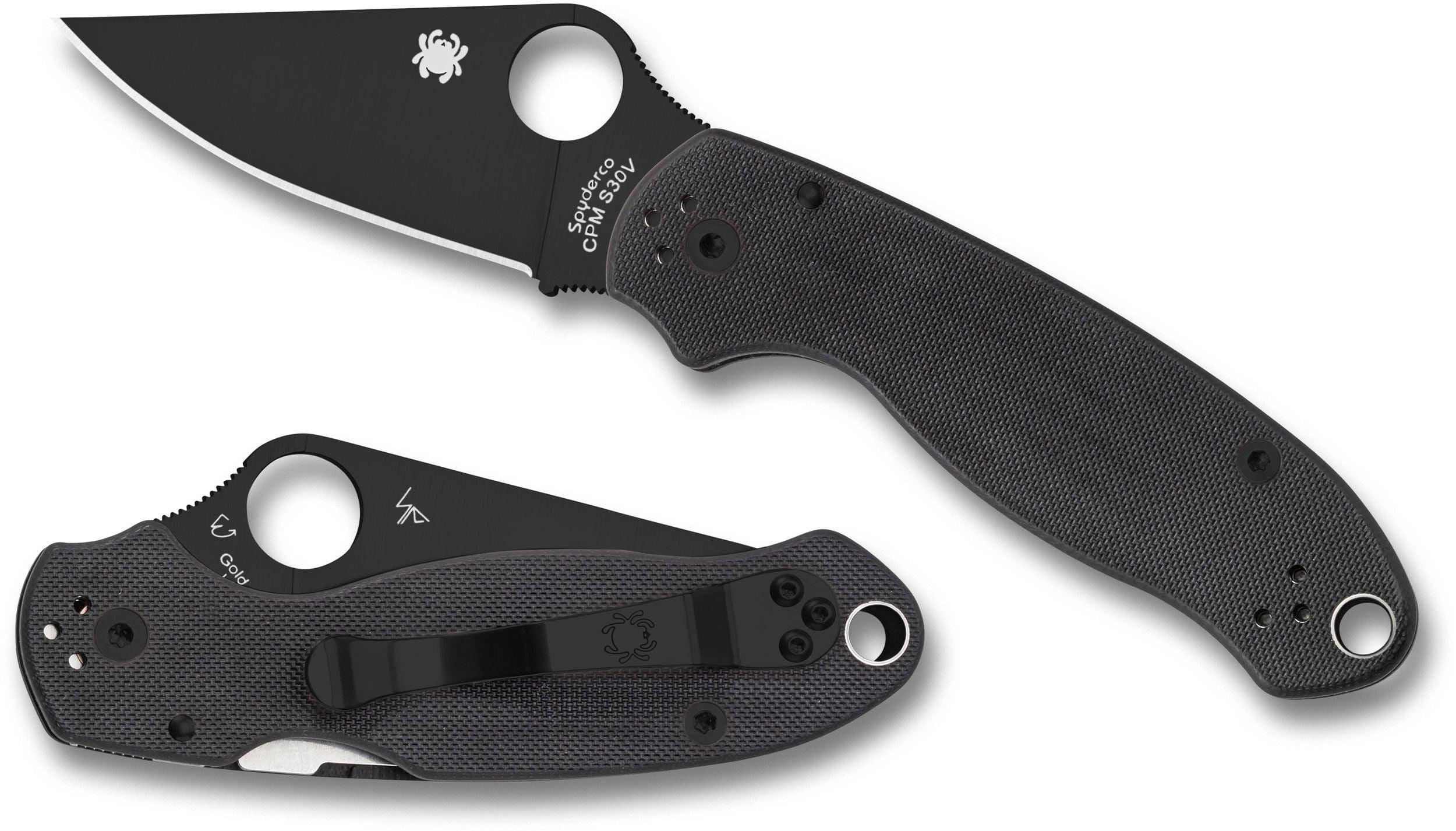Spyderco Para Military 3 Compression Lock Black G10 DLC Coated PlainEdge CPM S45VN - Knives.mx
