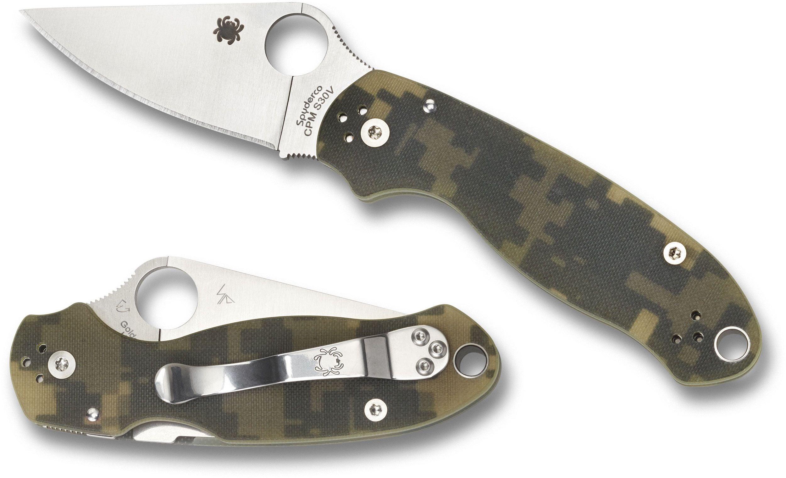 Spyderco Para Military 3 Compression Lock Digital Camo G10 Satin PlainEdge CPM S45VN - Knives.mx