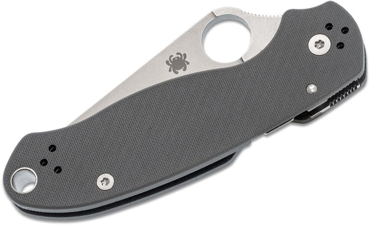 Spyderco Para Military 3 Compression Lock Gray G10 Satin PlainEdge Maxamet - Knives.mx