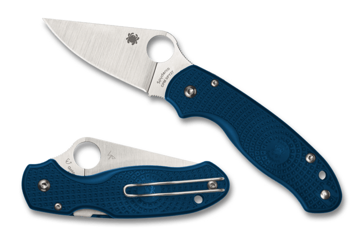 Spyderco Para Military 3 Lightweight Compression Lock Blue FRN Satin PlainEdge CPM SPY27 - Knives.mx