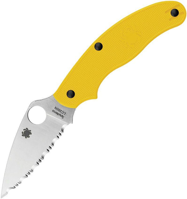 Spyderco Penknife Salt Lightweight Yellow FRN Satin Finish Serrated LC200N - Knives.mx