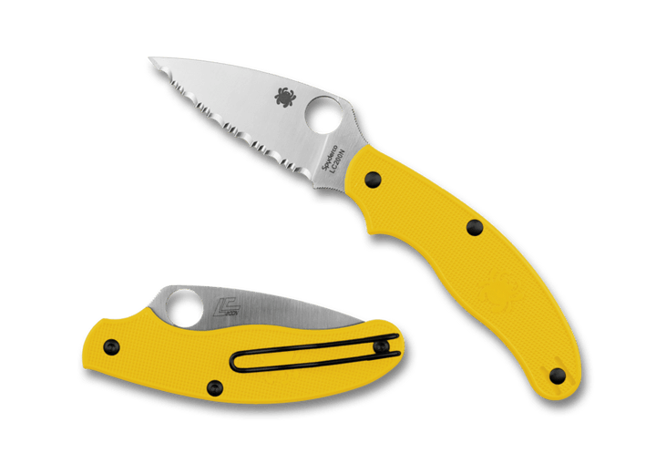 Spyderco Penknife Salt Lightweight Yellow FRN Satin Finish Serrated LC200N - Knives.mx